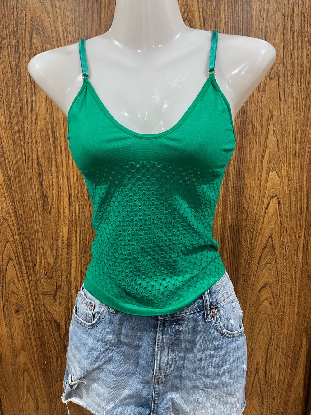 Y2K Green Stretchy Scoop Neck Cami Top - Unbranded (fits S/M)